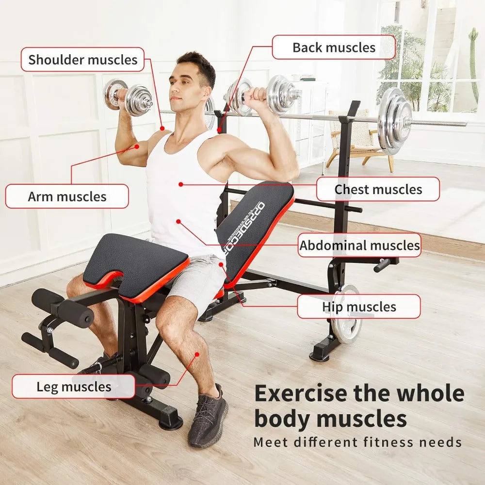 Weight Bench Set with Adjustable Workout Bench