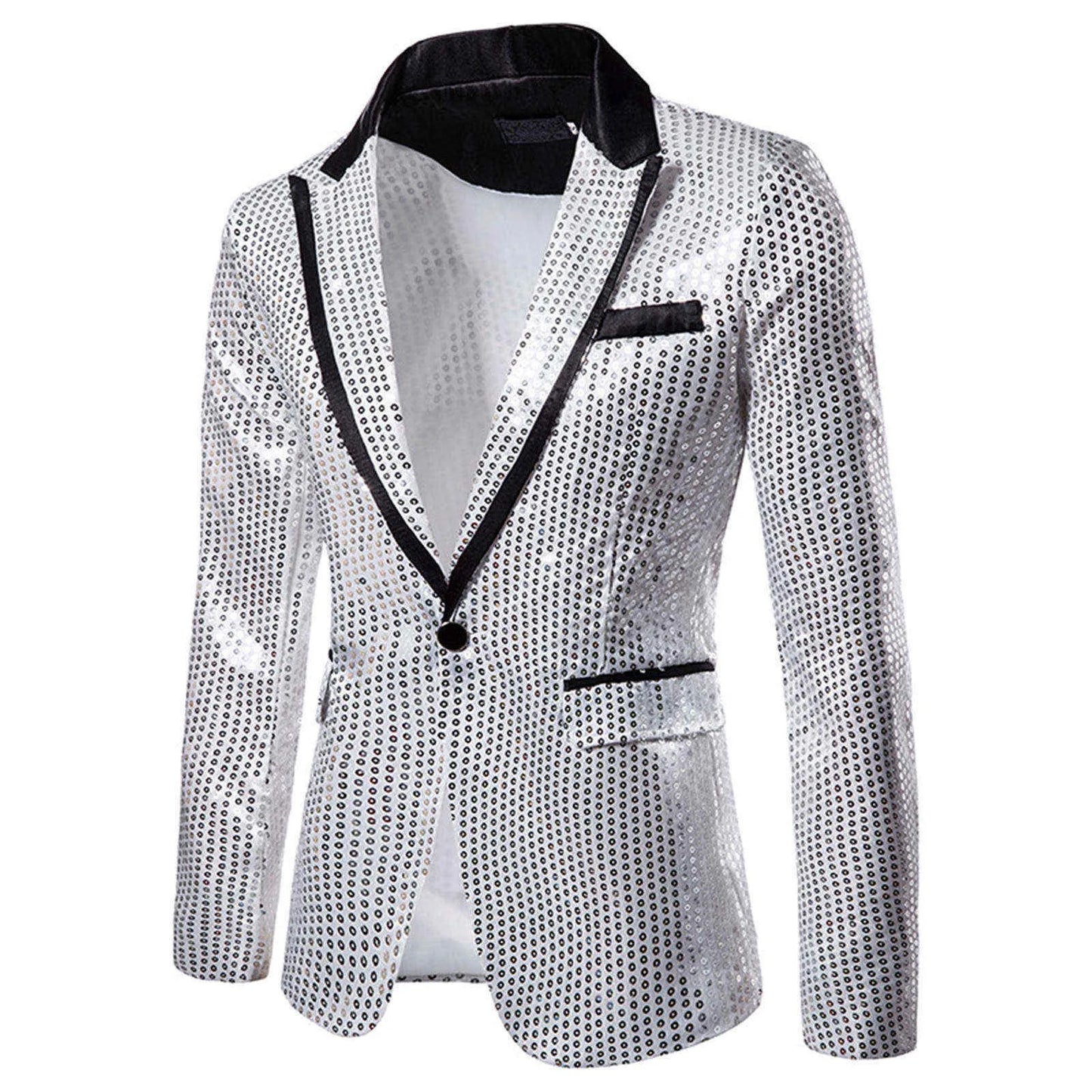 Shiny Shawl Collar Sequins Blazer Jacket for Men