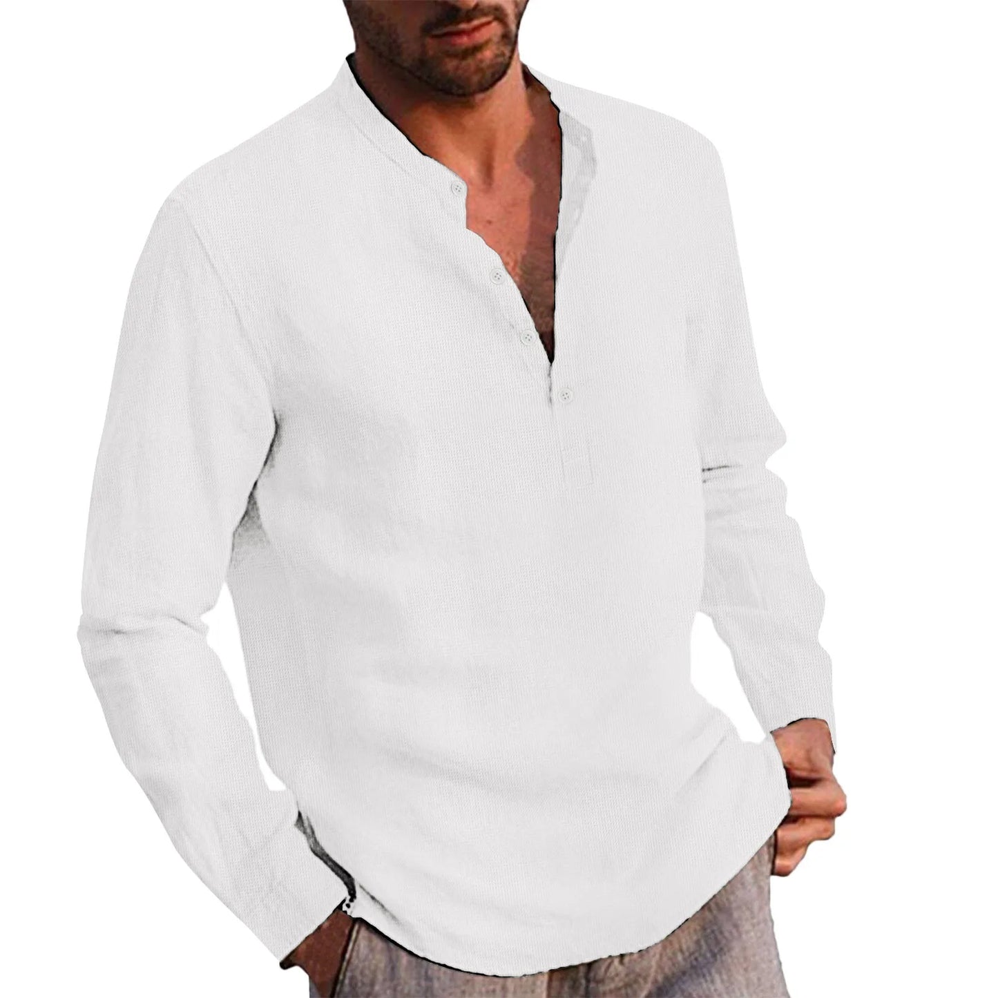 2025 New Spring Autumn Men Waffle Shirt