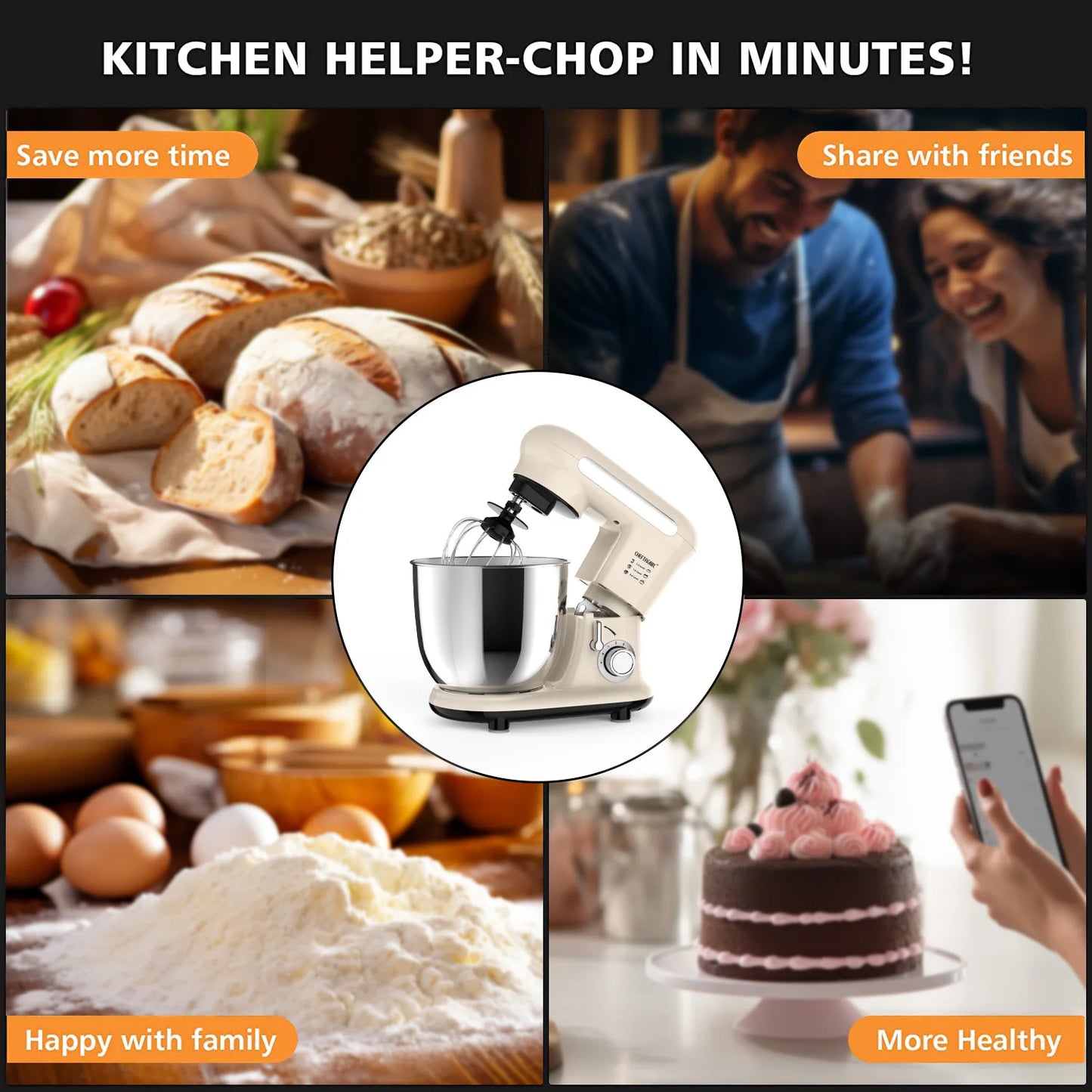1pc Stand Mixer, Kitchen Electric Dough Mixer