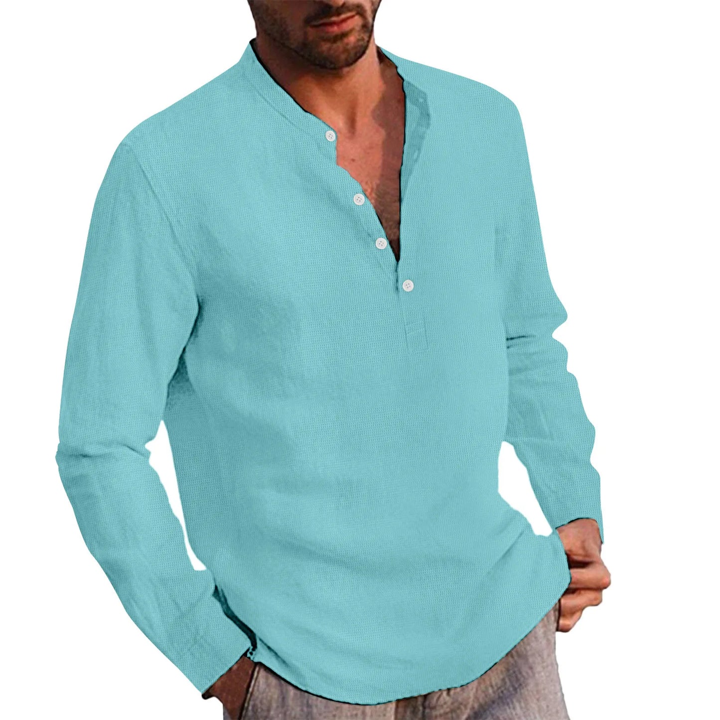 2025 New Spring Autumn Men Waffle Shirt