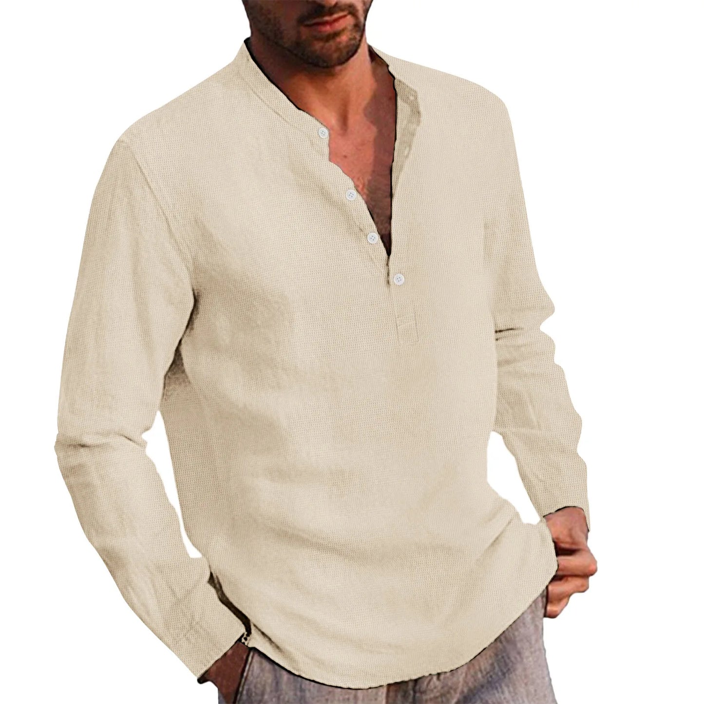 2025 New Spring Autumn Men Waffle Shirt