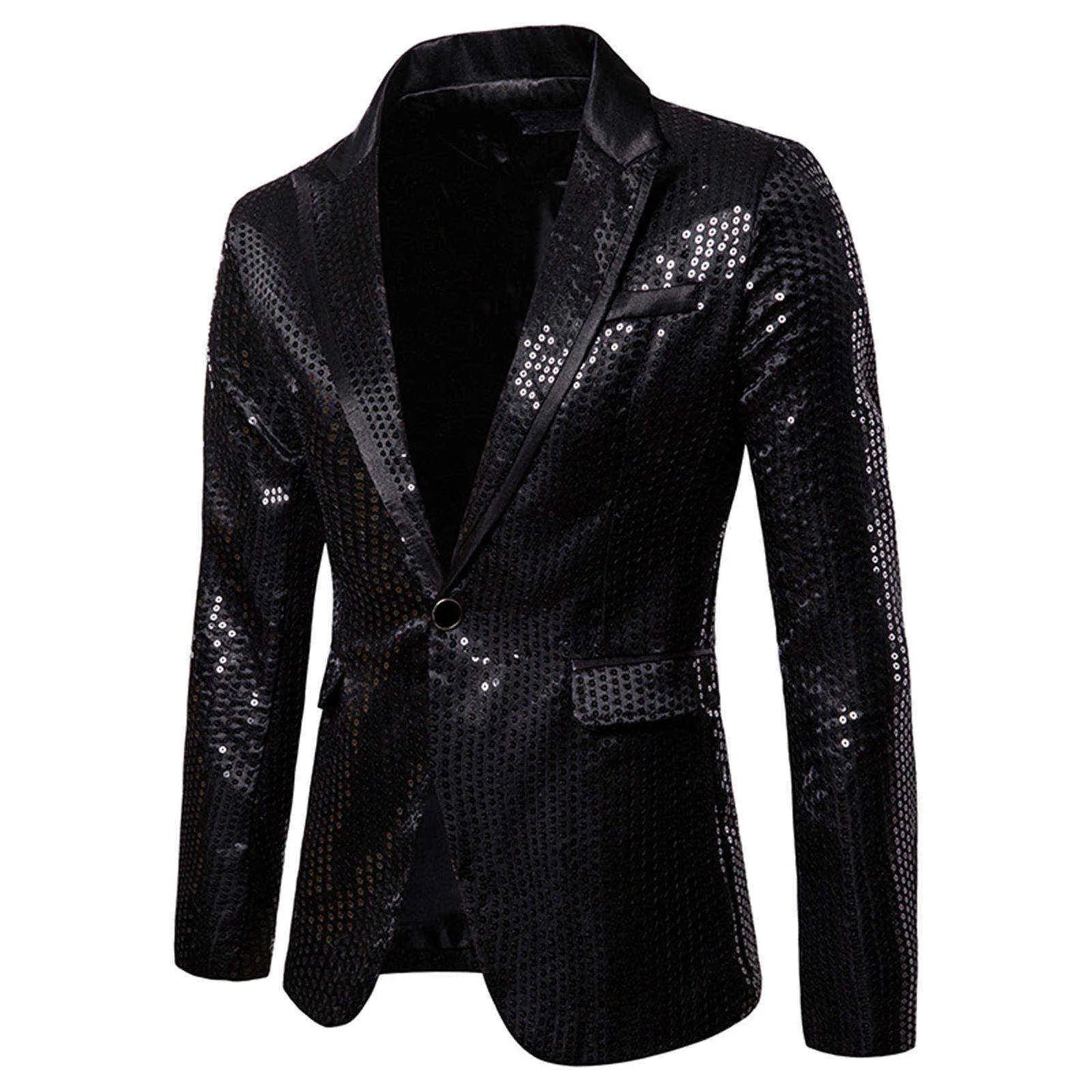 Shiny Shawl Collar Sequins Blazer Jacket for Men