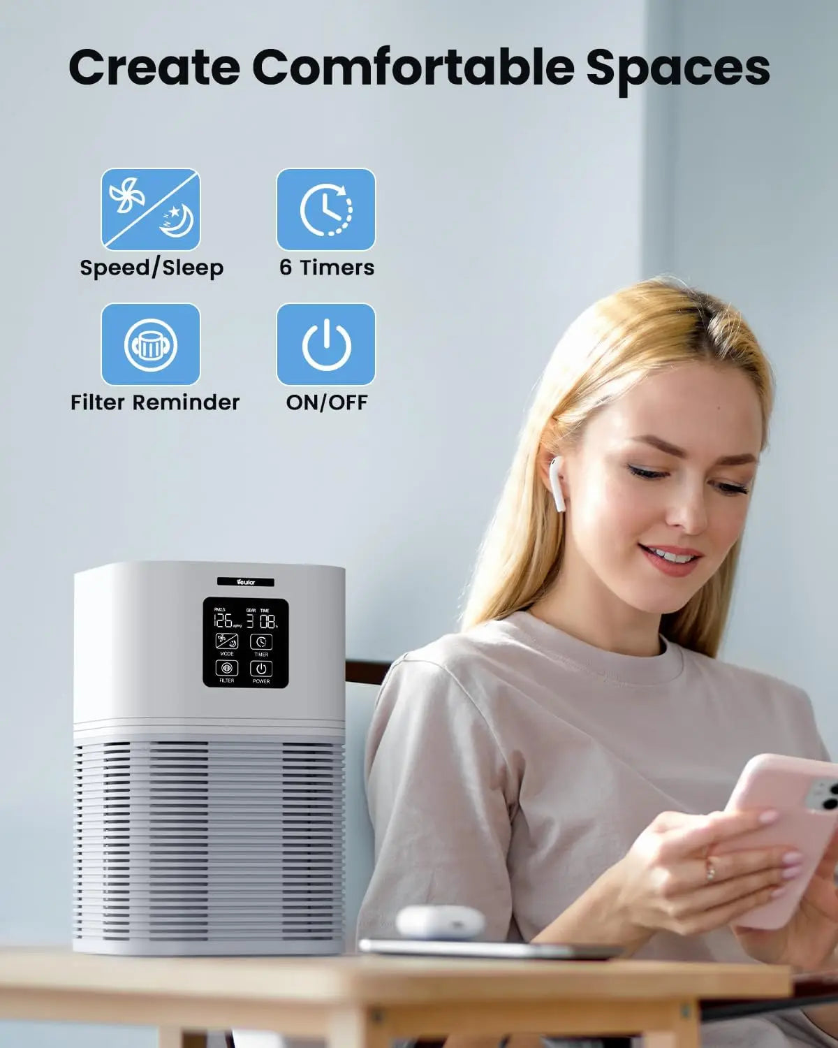 2 in 1 Air Purifier for Home Allergies