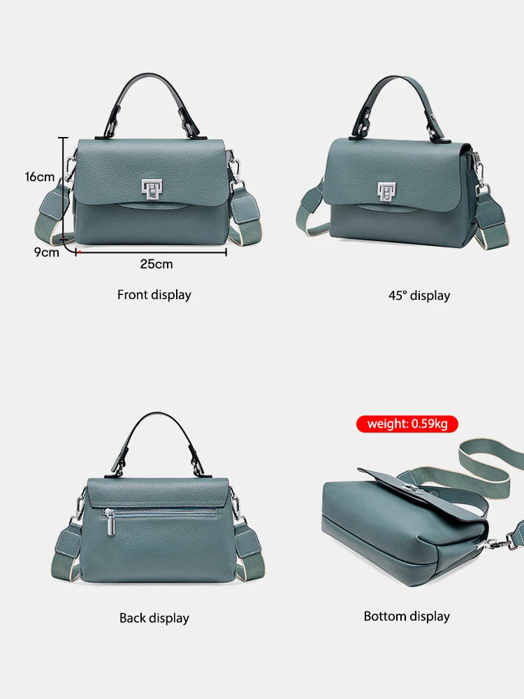 Zency Genuine Leather Top-handle Bag For Women