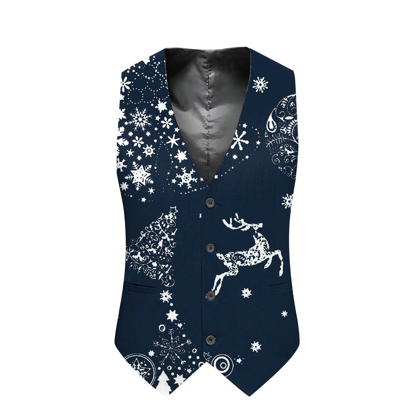 Christmas Theme Printed Men Suit Vest
