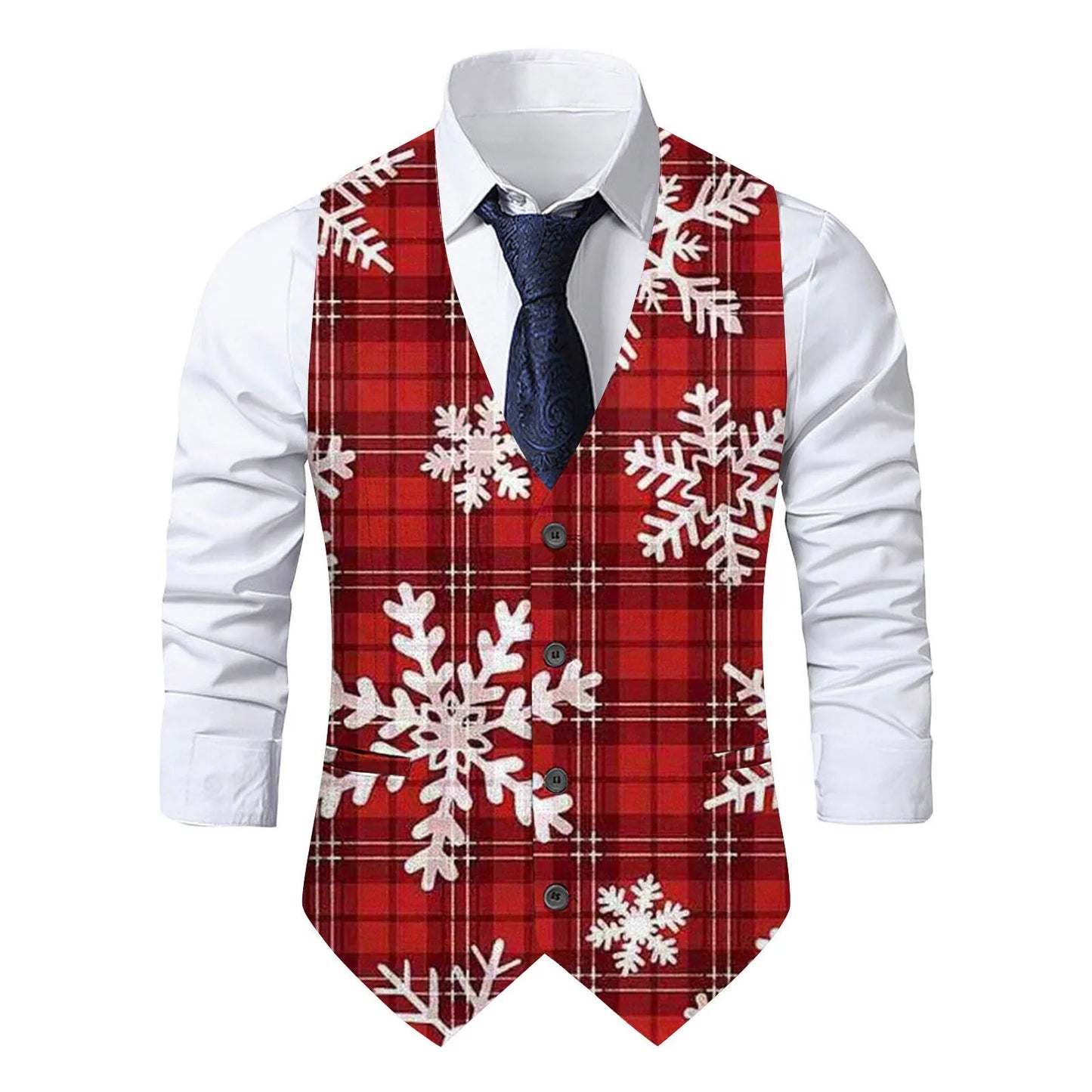 Christmas Theme Printed Men Suit Vest