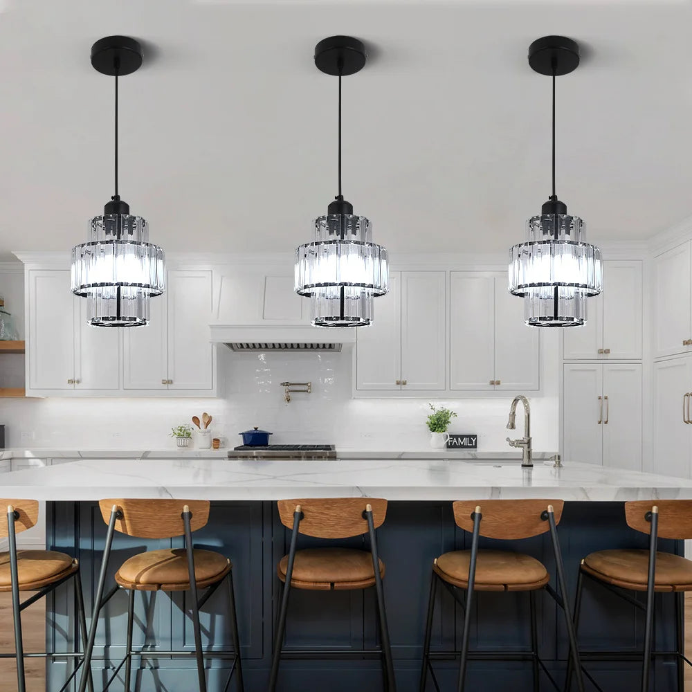 Gold/Black Crystal Pendant Light