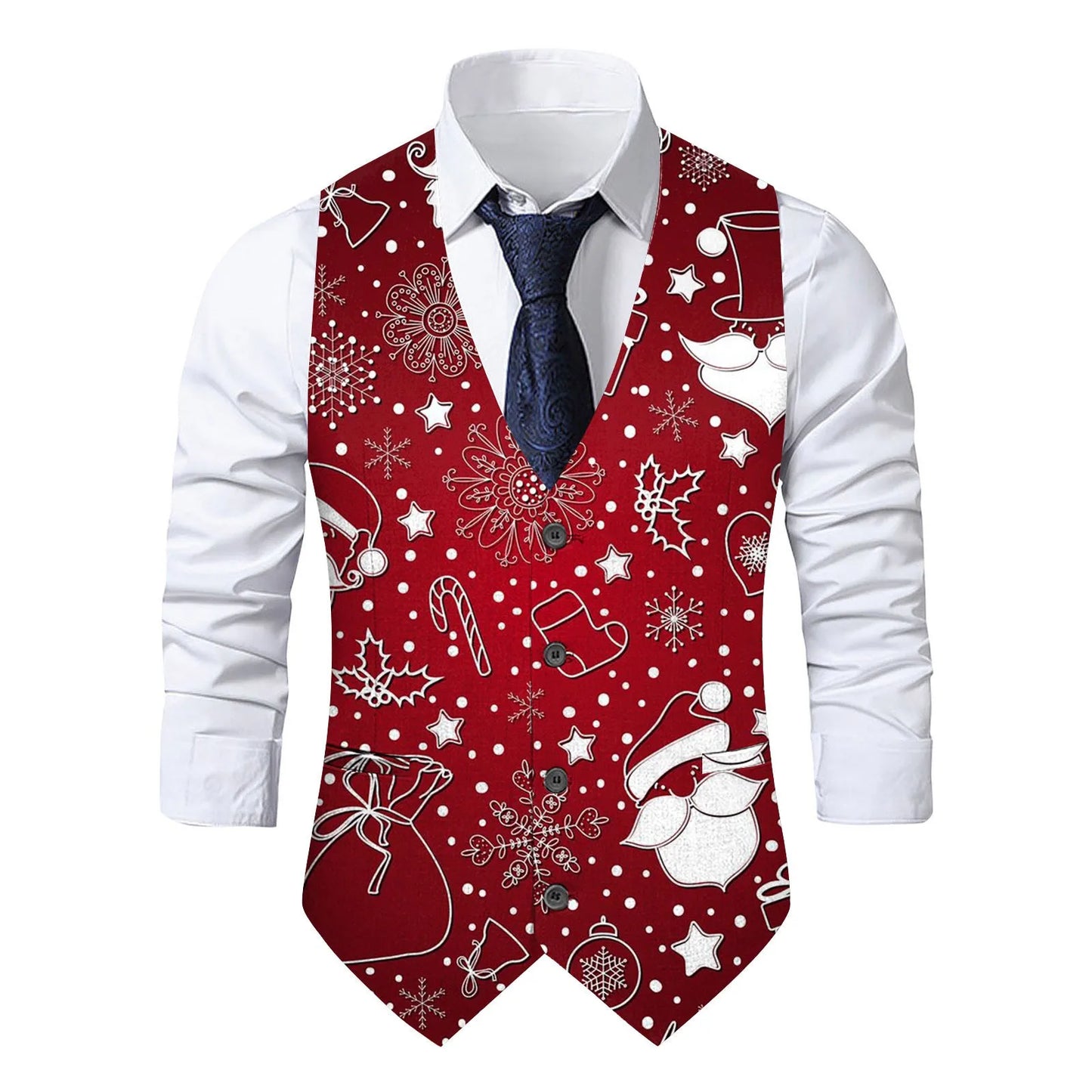 Christmas Theme Printed Men Suit Vest