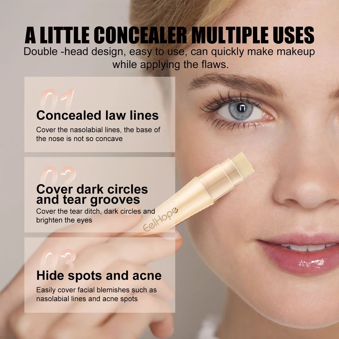 3pcs/set Double Head Concealer Cover Acne Spot