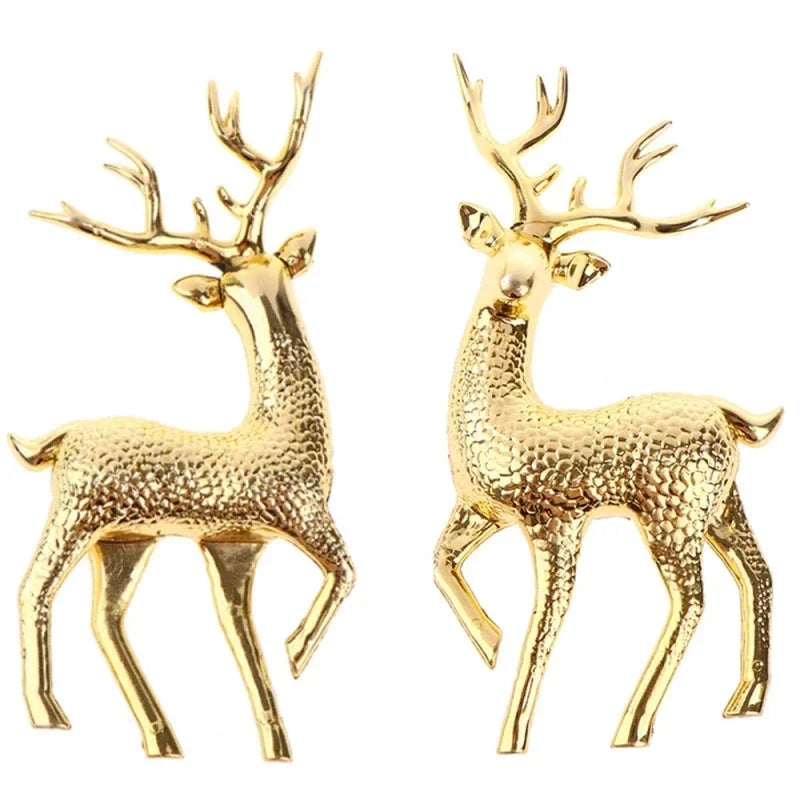 Gold Deer Statue Reindeer Figurines Plastic Elk Sculpture