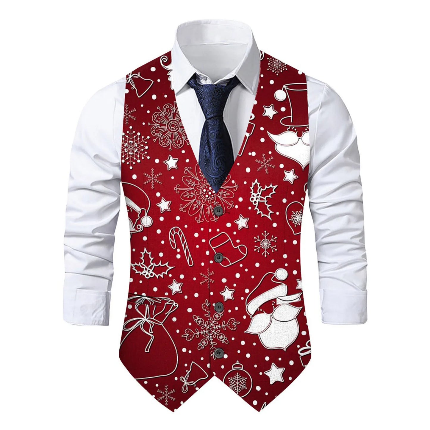 Christmas Theme Printed Men Suit Vest