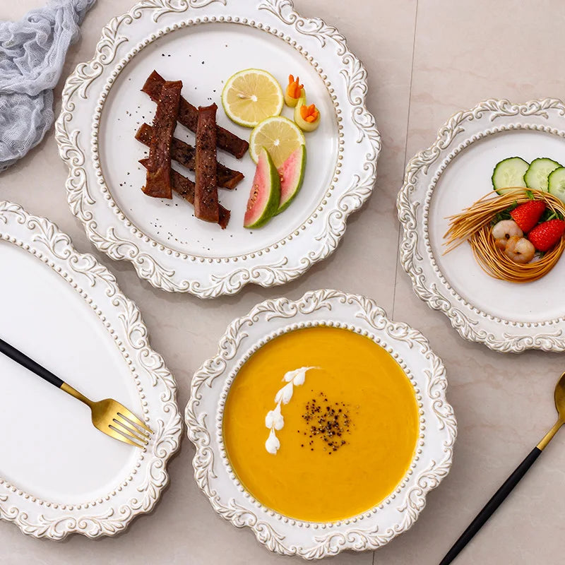 Vintage Embossed Palace Style Ceramic Tableware