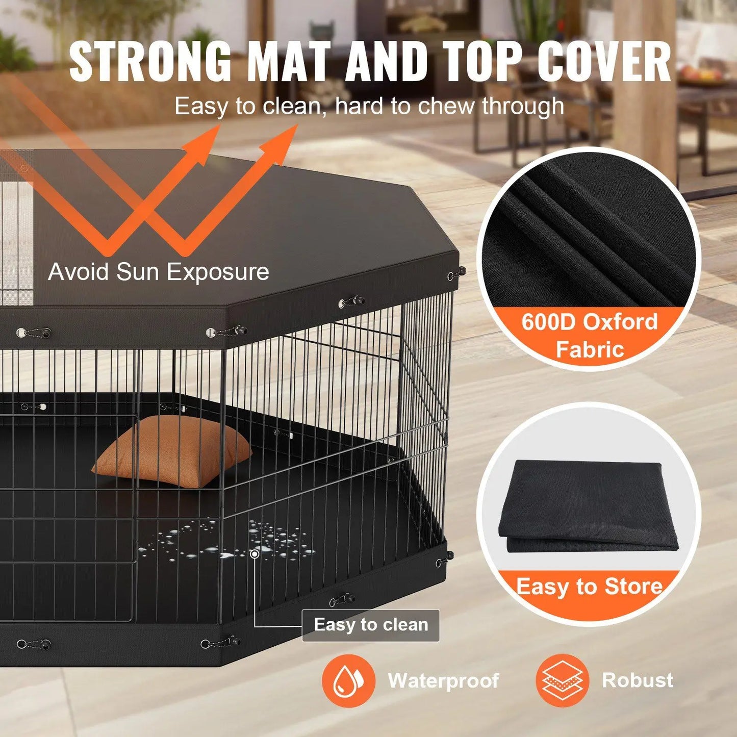 Dog Playpen, 8 Panels Foldable Dog Exercise Pen