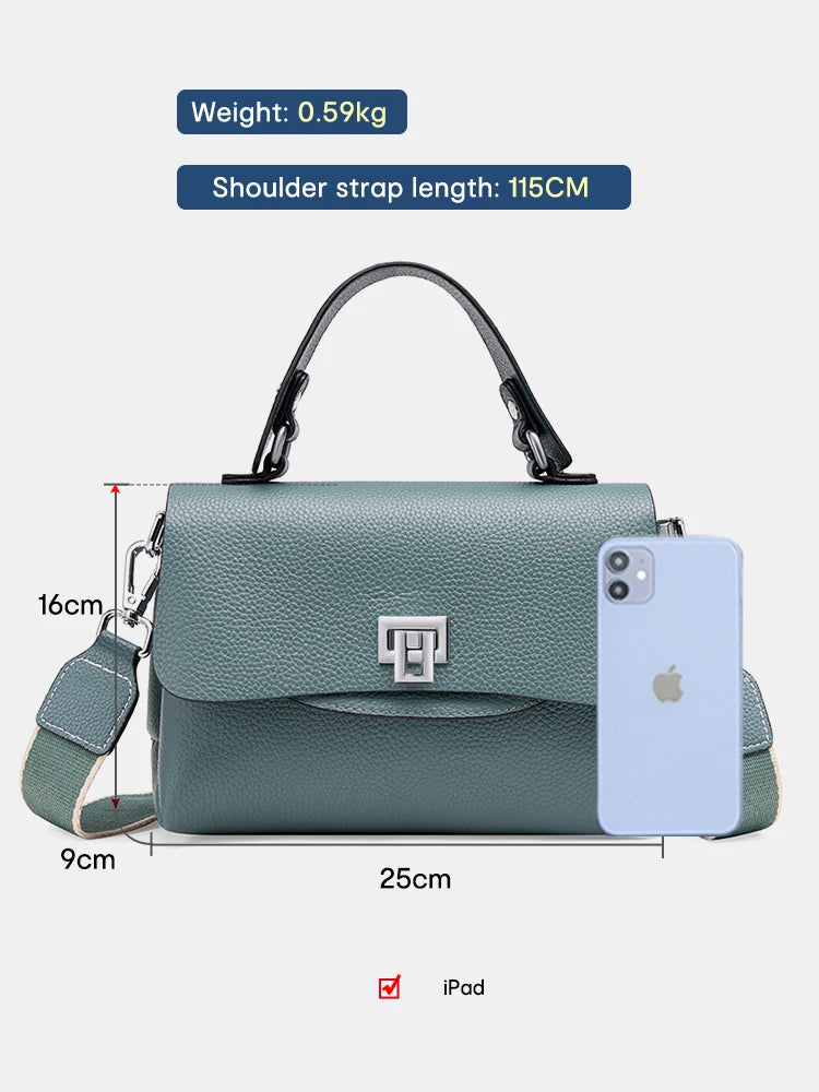 Zency Genuine Leather Top-handle Bag For Women