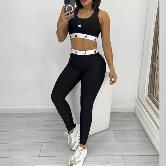 Women's Yoga Suit Set Letter Print