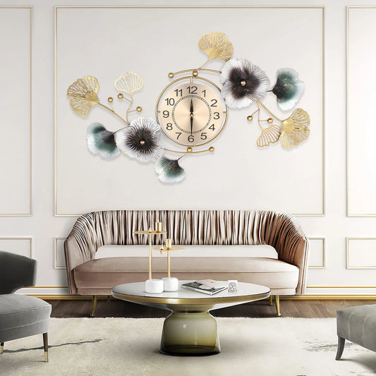 Light Luxury Atmosphere Ginkgo Leaf Wall Clock