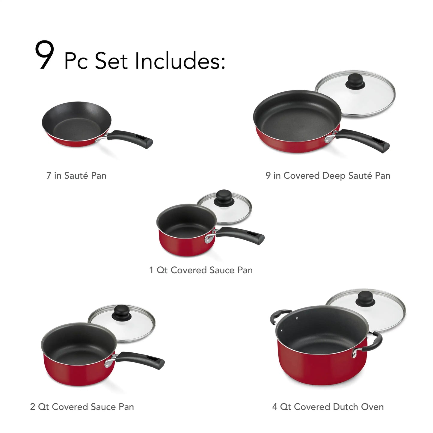 Beautiful and practical 9-piece nonstick cookware set