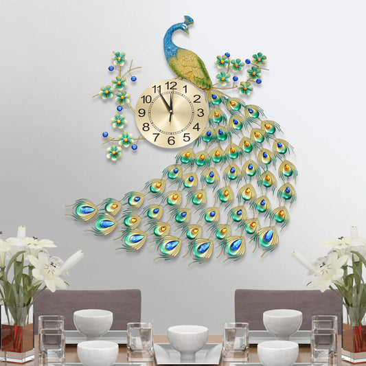 3D European Style Peacock Hanging Clock Wall-mounted