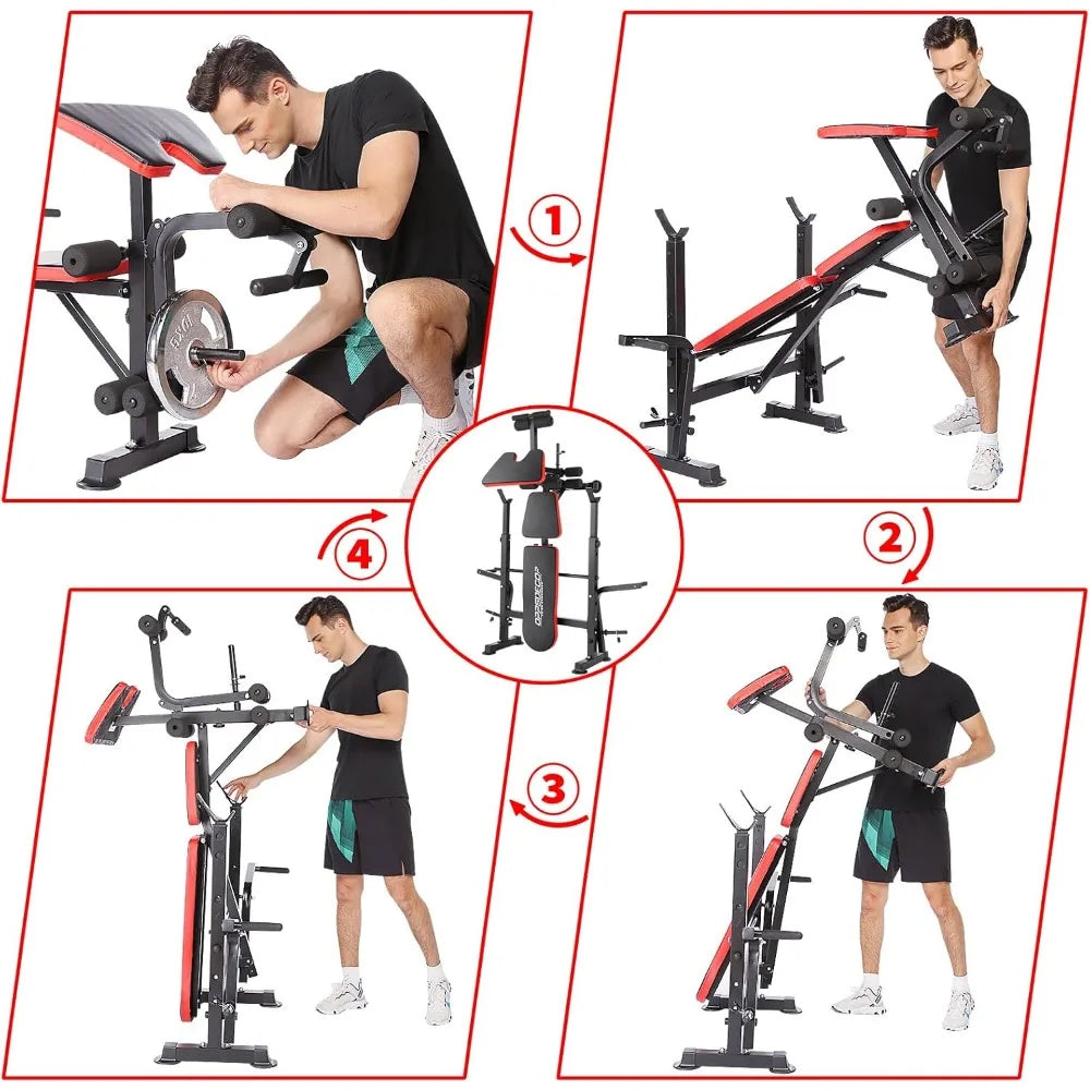 Weight Bench Set with Adjustable Workout Bench