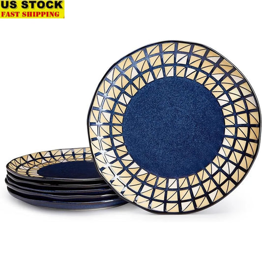 Porcelain Dinner Plates Set 6 Modern Geometric