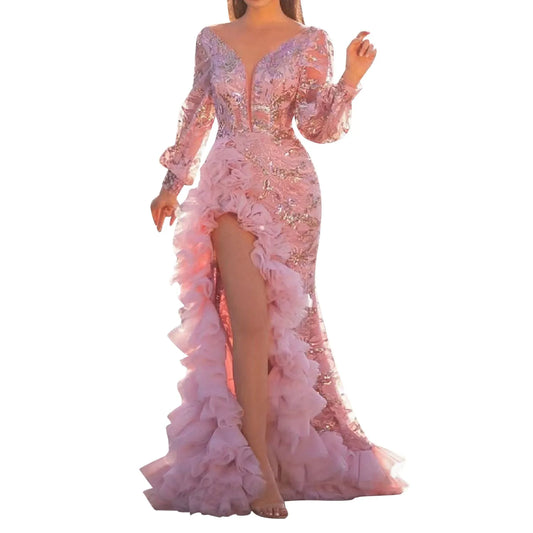 Women's Deep V-Neck Prom Dress