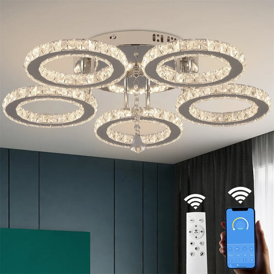 Modern Crystal Chandelier with Ceiling Light