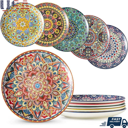 Bohemian Dinner Plates Set of 6 Large Porcelain
