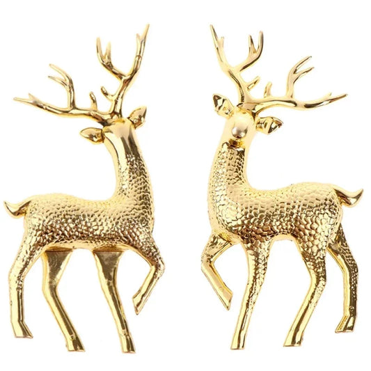 Gold Deer Statue Reindeer Figurines Plastic Elk Sculpture